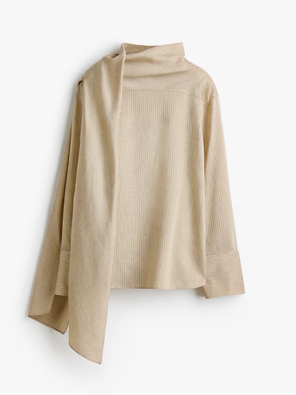 VIRAL CHIC H&M EDITION LINEN-BLEND BLOUSE WITH SCARF COLLAR NWT SZ SMALL